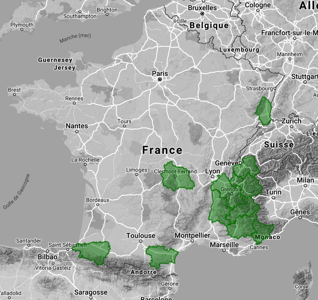 Départements autorisés Fréquence 154,150Mhz